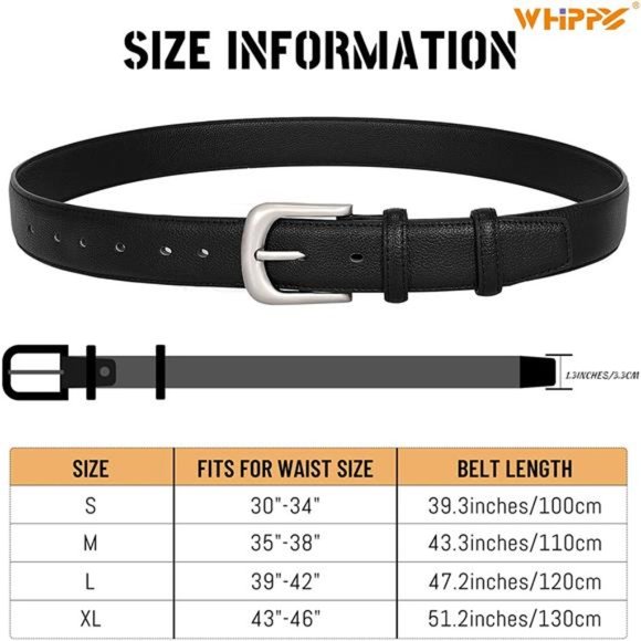 WHIPPY Women Leather Belts Ladies Dress Belt for Jeans Pants with Pin Buckle